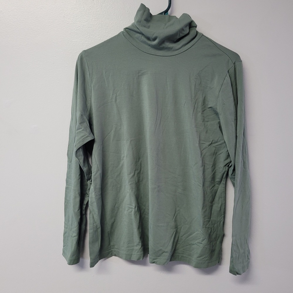 Lands End Womens XL Green‎ Turtleneck Long Sleeve Shaped Fit Top